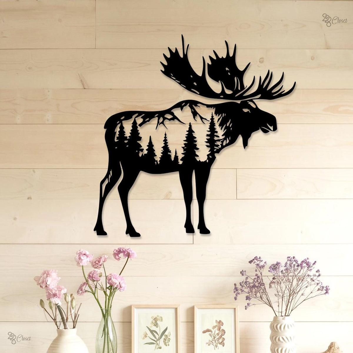 Forest Animal Metal Wall Art Bear, Wolf, Moose, Deer Silhouettes Rustic Forest Decor Wildlife Metal Wall Art Signs for Cabin or Lodge