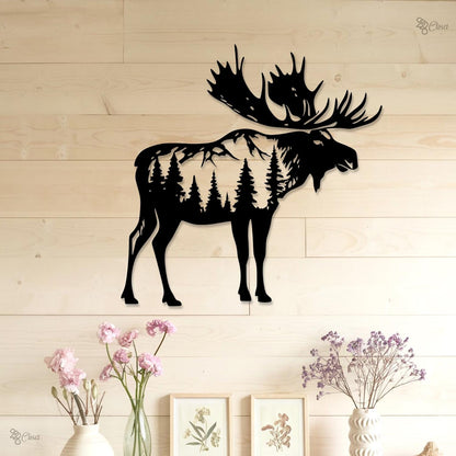 Forest Animal Metal Wall Art Bear, Wolf, Moose, Deer Silhouettes Rustic Forest Decor Wildlife Metal Wall Art Signs for Cabin or Lodge