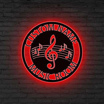 Music Notes Metal Wall Art LED Personalized, Musician Name Sign, Custom Gift for Musician, Music Teacher Gift, Music Lover Gift, Music Room