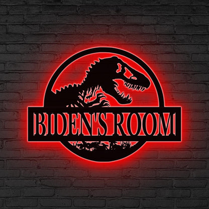 Personalized Dinosaur Wall Decor LED, Custom Dinosaur Art, Jurassic Name Sign, Kids Room Decor, Outdoor T-Rex Decor, Birthday Gift for Boys