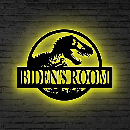Personalized Dinosaur Wall Decor LED, Custom Dinosaur Art, Jurassic Name Sign, Kids Room Decor, Outdoor T-Rex Decor, Birthday Gift for Boys