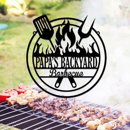Personalized Backyard Pool Metal Sign LED Lights, Backyard Patio Decor Outdoor Wall Decor, Pool Signs for Outdoor, Custom Backyard Sign