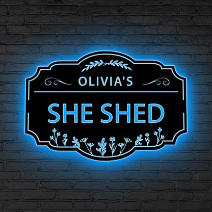 Custom She Shed Sign LED Lights Creative Room Sign,Personalized Craft Room Decor Metal Craft Room Sign She Shed Decor Gift for her Xmas Gift