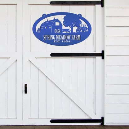 Oval Farm Sign with Family name and Established Date
