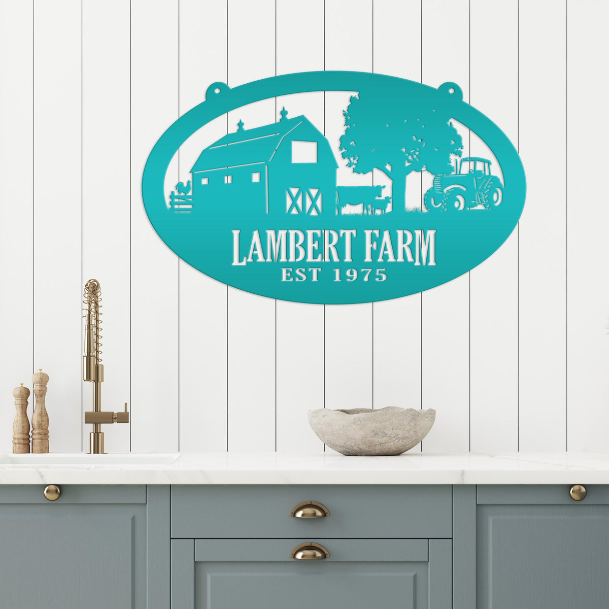 Oval Farm Sign with Family name and Established Date