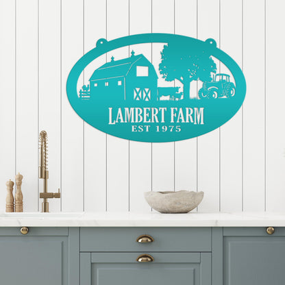 Oval Farm Sign with Family name and Established Date