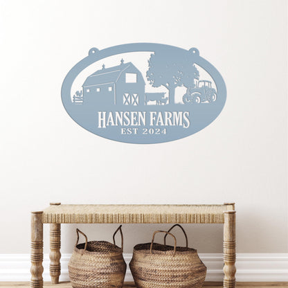 Oval Farm Sign with Family name and Established Date