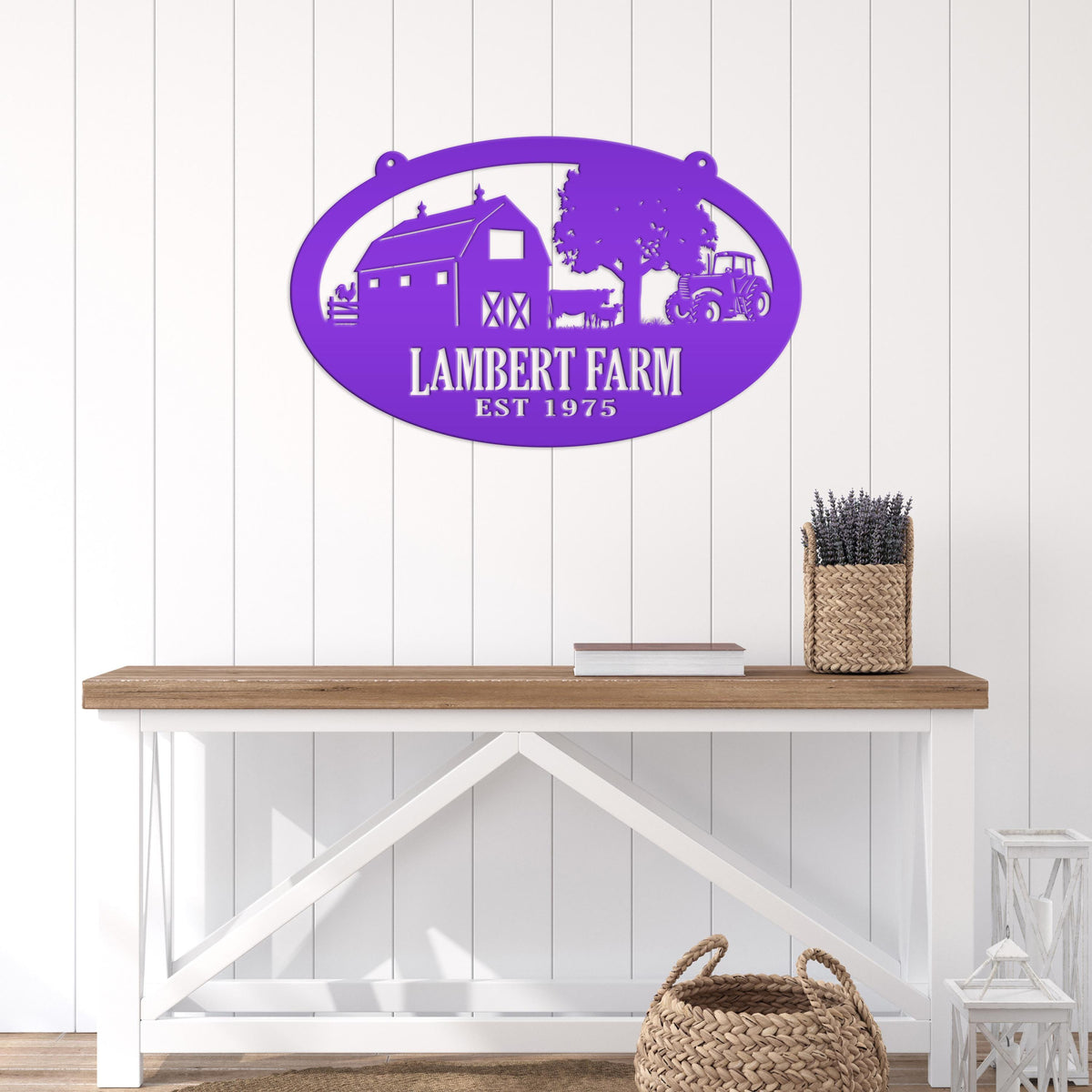 Oval Farm Sign with Family name and Established Date