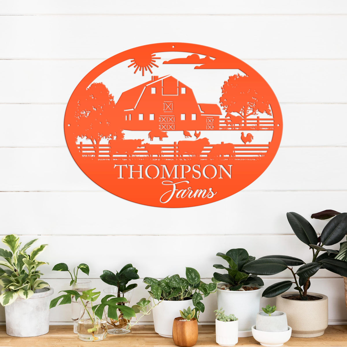 Custom Farm Scene Sign With Cows and Chickens