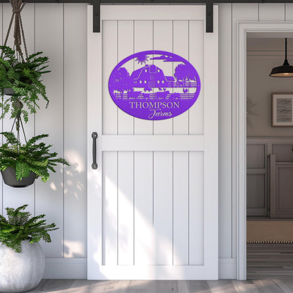 Custom Farm Scene Sign With Cows and Chickens
