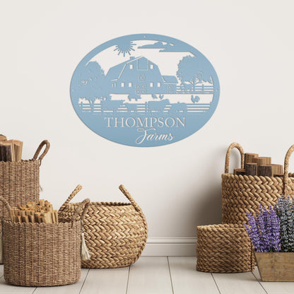 Custom Farm Scene Sign With Cows and Chickens