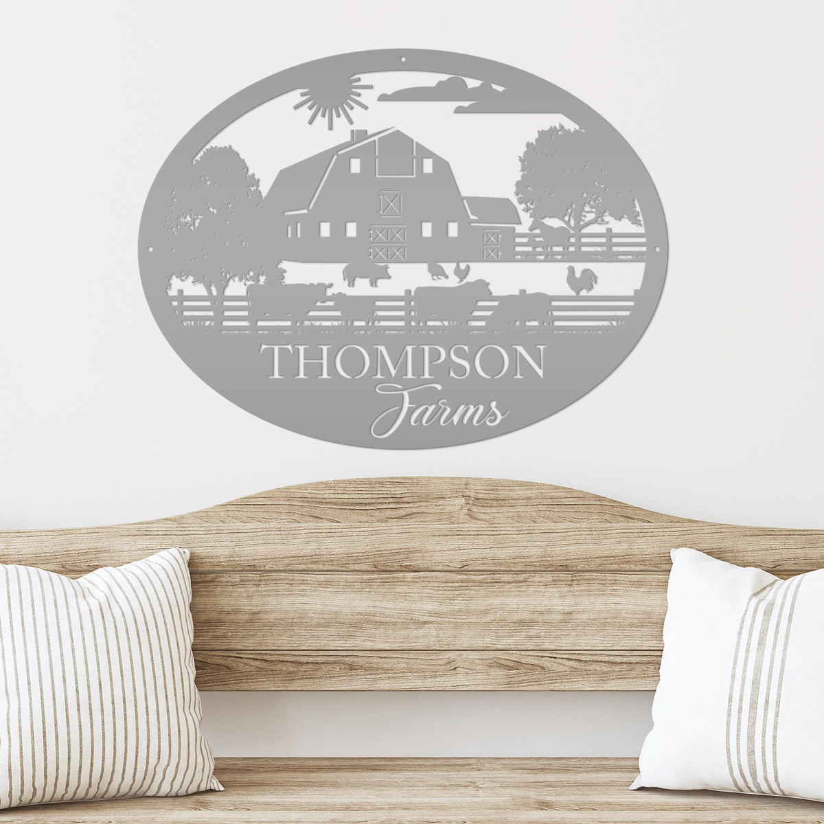 Custom Farm Scene Sign With Cows and Chickens