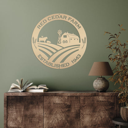 Round Custom Farm Sign With Established Date Metal Sign