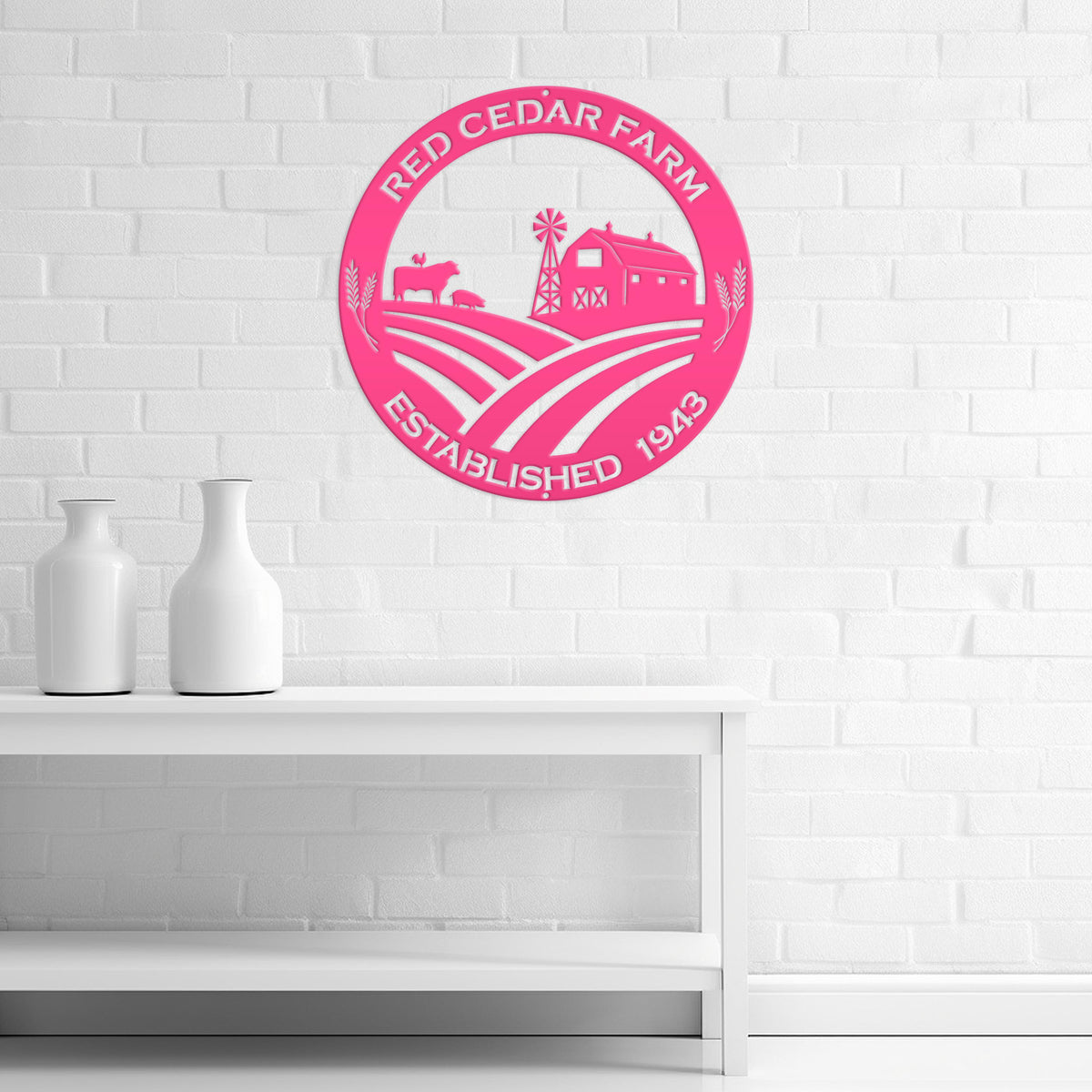 Round Custom Farm Sign With Established Date Metal Sign