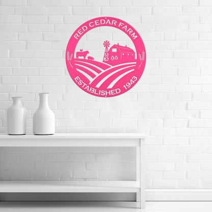 Round Custom Farm Sign With Established Date Metal Sign