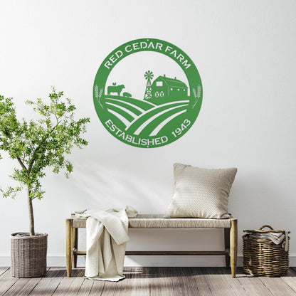 Round Custom Farm Sign With Established Date Metal Sign