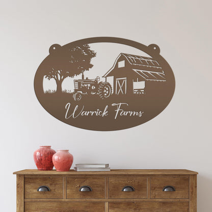 Personalized Tractor and Barn Metal Sign, Family Farm Sign, Personalized Gift