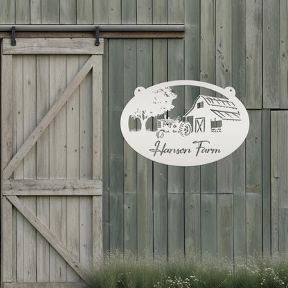 Personalized Tractor and Barn Metal Sign, Family Farm Sign, Personalized Gift