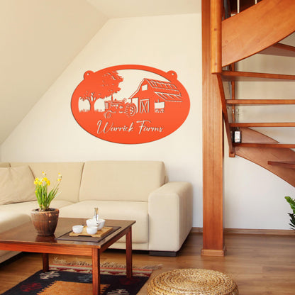 Personalized Tractor and Barn Metal Sign, Family Farm Sign, Personalized Gift
