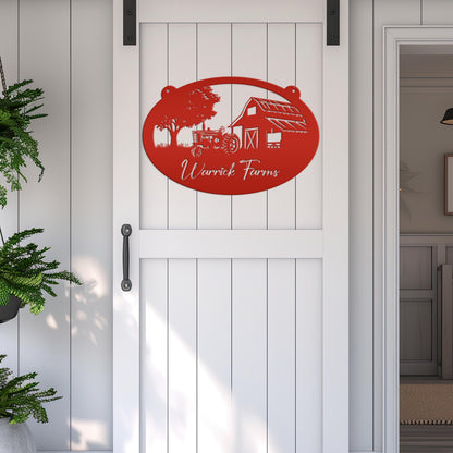 Personalized Tractor and Barn Metal Sign, Family Farm Sign, Personalized Gift
