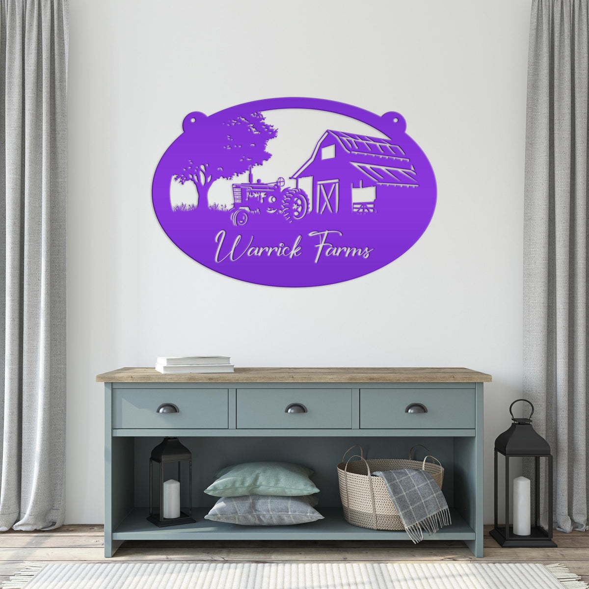 Personalized Tractor and Barn Metal Sign, Family Farm Sign, Personalized Gift