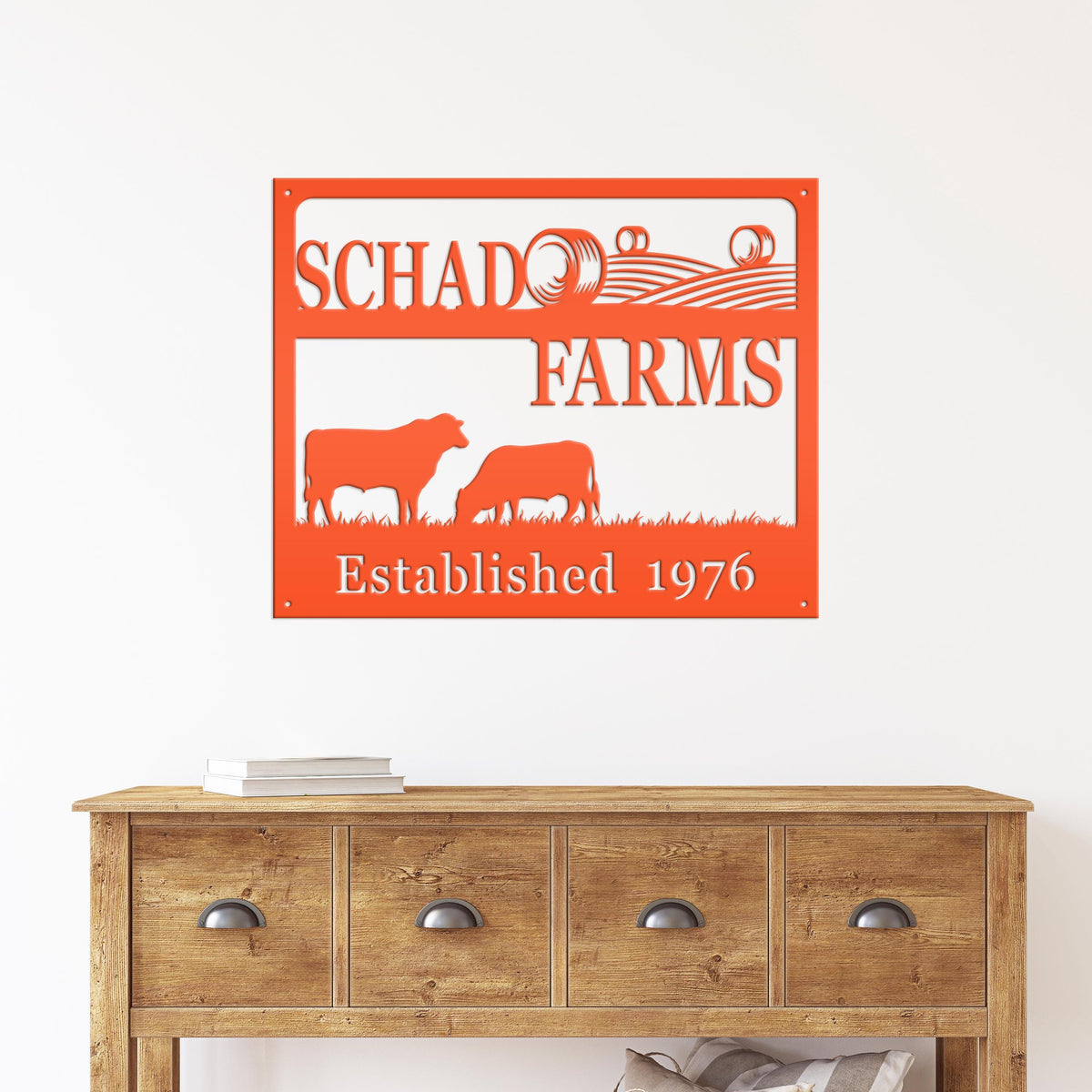 Personalized Square Farm Name And Established Date With Cows Metal Sign