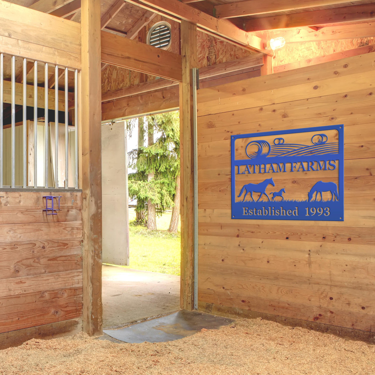 Metal Custom Horse Farm with Established Date Sign