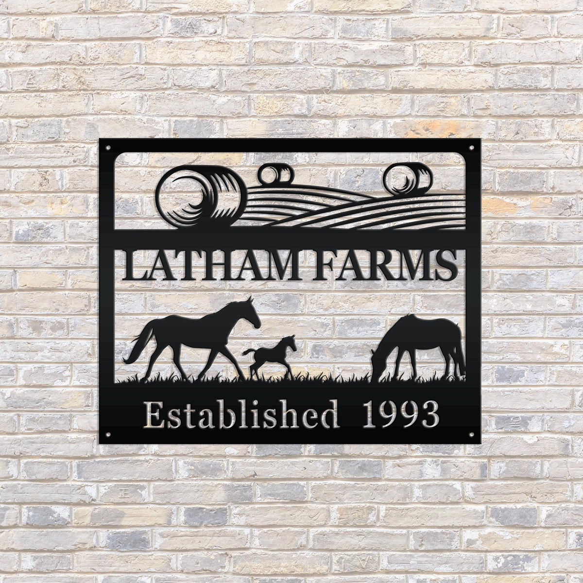 Metal Custom Horse Farm with Established Date Sign