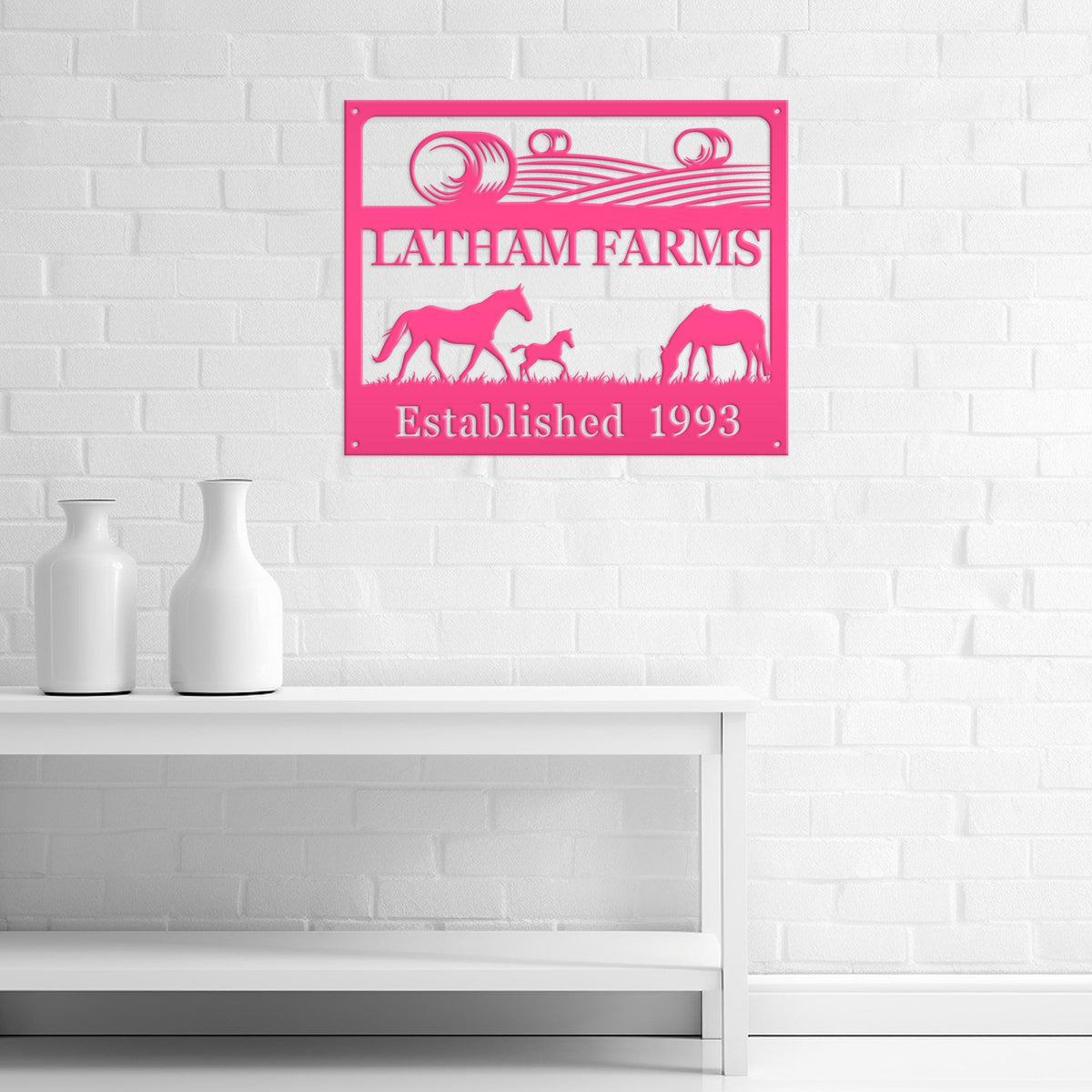 Metal Custom Horse Farm with Established Date Sign