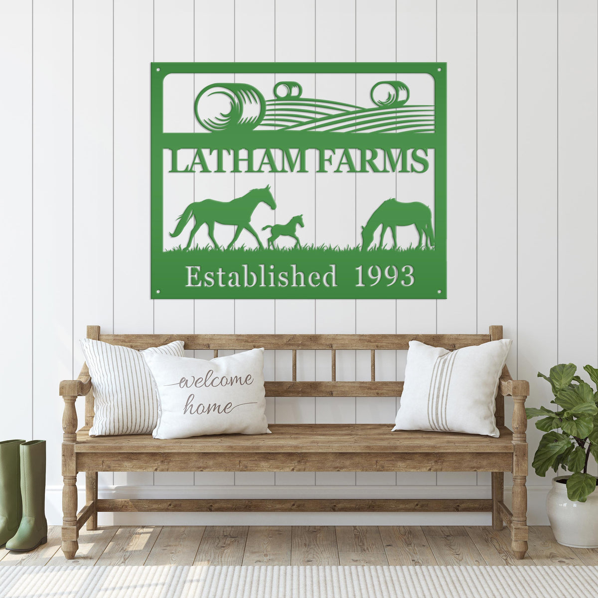 Metal Custom Horse Farm with Established Date Sign