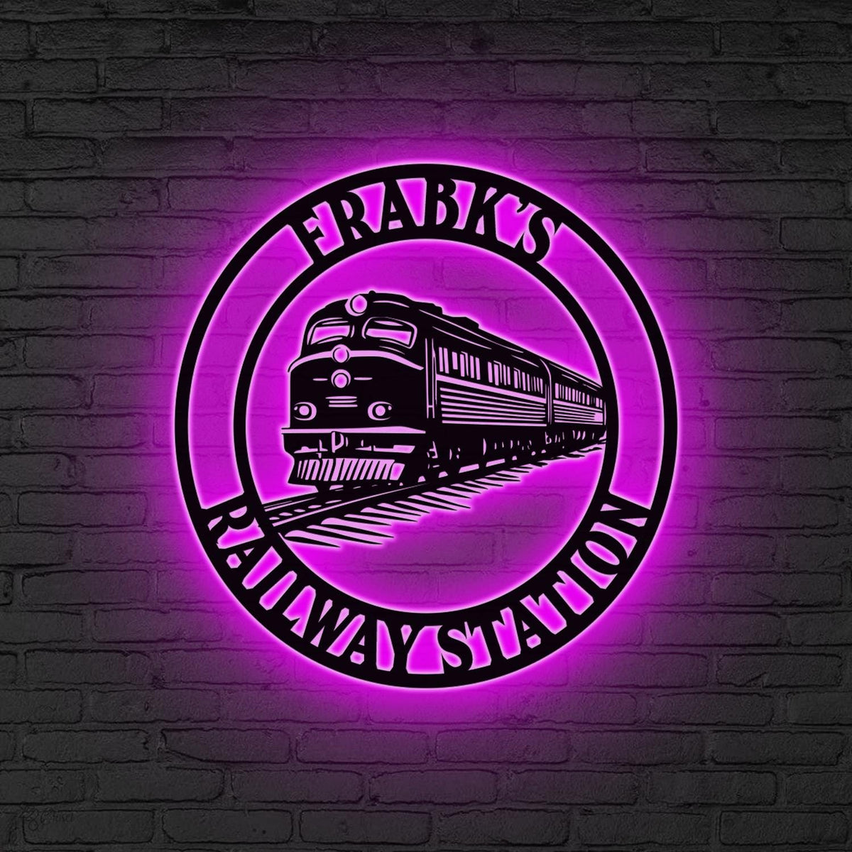 Custom Railroad Metal Wall Art LED Light,Personalized Train Metal Wall Decor,Train Driver Gift,Railway Sign,Railroad Sign,Train Station Gift