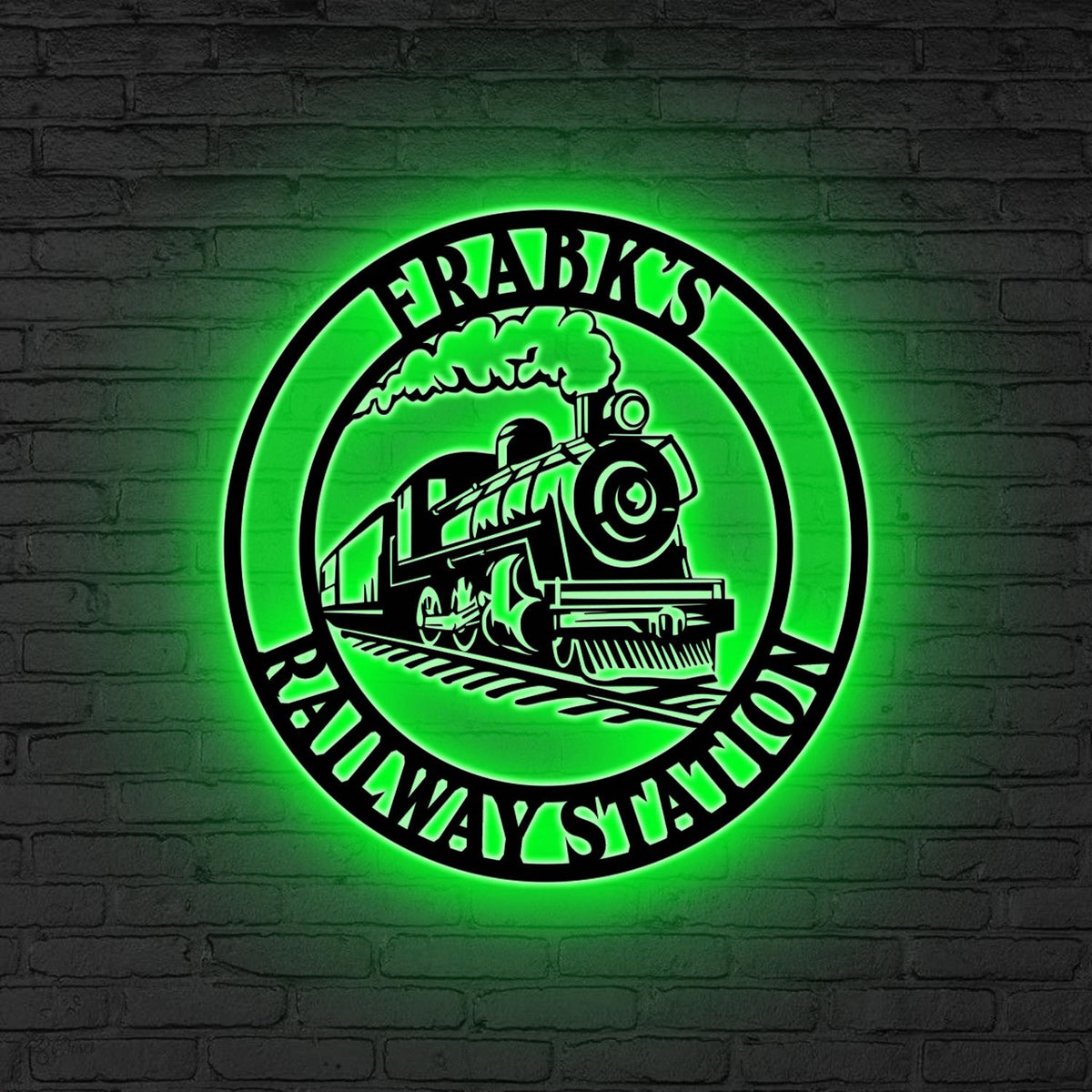Custom Railroad Metal Wall Art LED Light,Personalized Train Metal Wall Decor,Train Driver Gift,Railway Sign,Railroad Sign,Train Station Gift