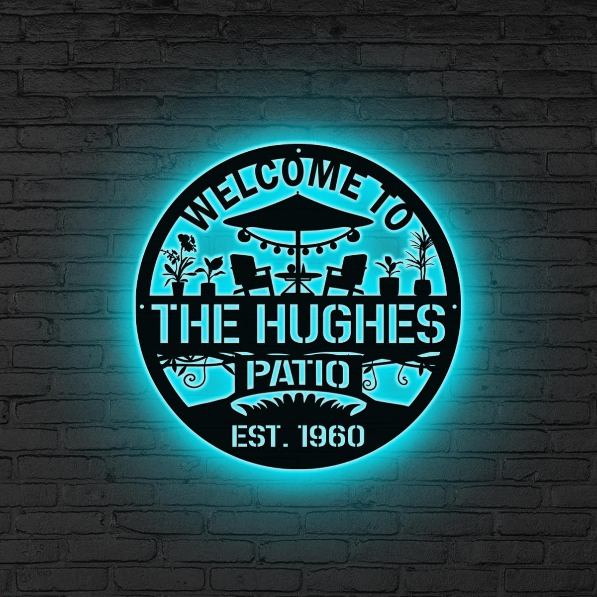 Personalized Metal Patio Sign LED, Custom Metal Backyard Sign Outdoor Decor, Smokehouse Decor Bar & Grill Sign,Poolside Sign, Backyard Decor