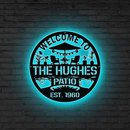 Personalized Metal Patio Sign LED, Custom Metal Backyard Sign Outdoor Decor, Smokehouse Decor Bar & Grill Sign,Poolside Sign, Backyard Decor