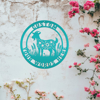 Goat Sign- Metal Farmhouse Decor - Personalized Outdoor Metal Sign - Rustic Wall Hanging - Homestead Animal Wall Art - Unique Farmer Gift