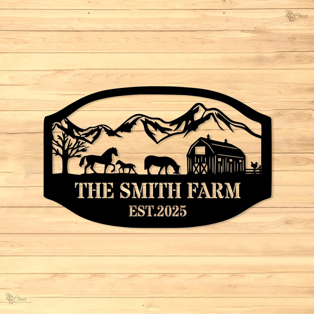 Custom Farm Metal Sign – Personalized Ranch Name Sign with Animals, Barn, Tractor Design Farmhouse Name Sign – Outdoor Decor Ranch Sign