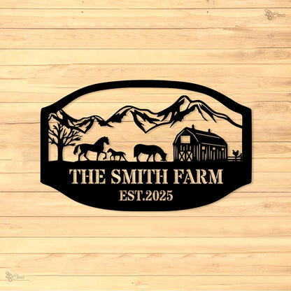 Custom Farm Metal Sign – Personalized Ranch Name Sign with Animals, Barn, Tractor Design Farmhouse Name Sign – Outdoor Decor Ranch Sign