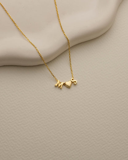 Gold Heart Necklace with Initials, Personalized Letter Necklace, Dainty Initial Necklace, Christmas Gift, Gift for her, Minimalist Necklace