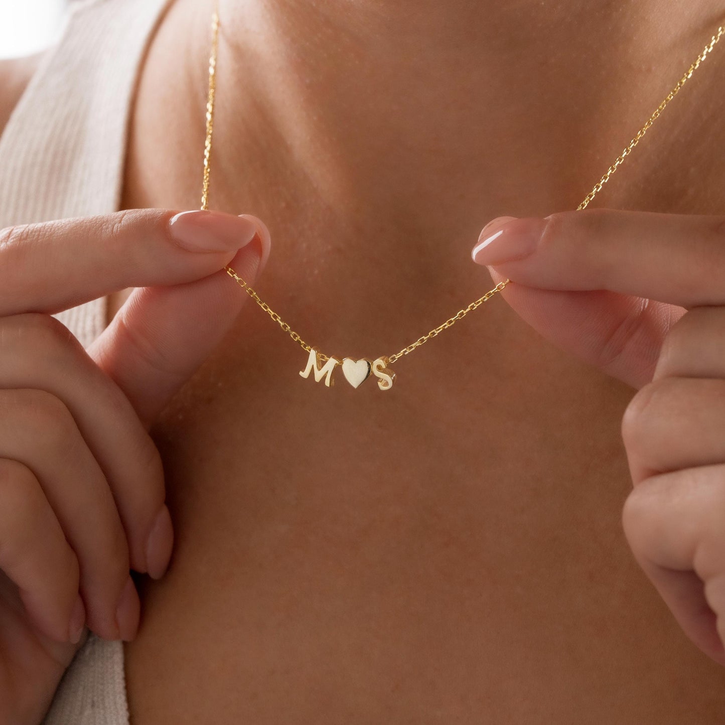 Gold Plated Initial Dainty Heart Necklace, Personalized Initial Necklace, Minimalist Necklace, Tiny Letter Necklace, Christmas Gift for her