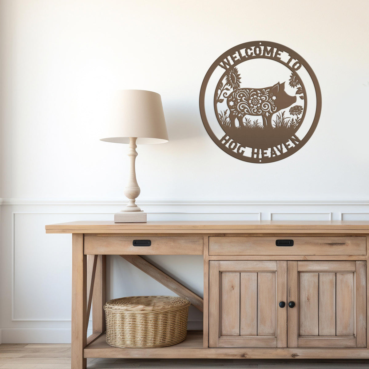 Metal Pig Sign- Rustic Farmhouse Decor - Custom Wall Hangings - Personalized Farmers Gift - Charming Outdoor Front Porch Decor