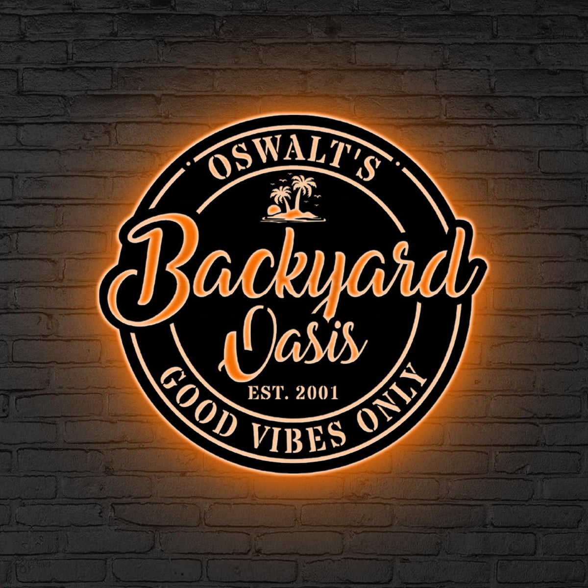 Personalized Backyard Pool Metal Sign LED Lights, Backyard Patio Decor Outdoor Wall Decor, Pool Signs for Outdoor, Custom Backyard Sign
