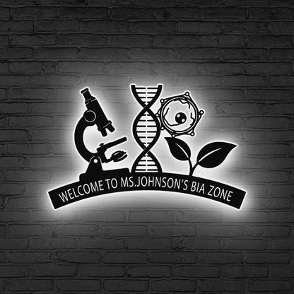 Personalized Scientist Metal Wall Art LED Lights, Custom Science Lab Sign, Gift for Scientist, Chemistry Lab Decor Science Teacher Gifts