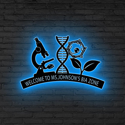 Personalized Scientist Metal Wall Art LED Lights, Custom Science Lab Sign, Gift for Scientist, Chemistry Lab Decor Science Teacher Gifts