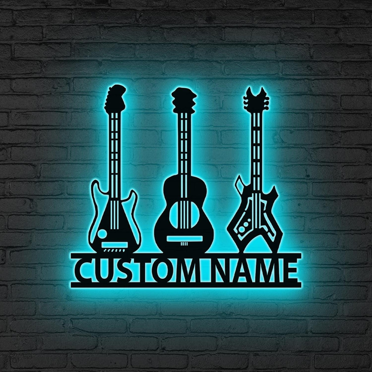 Personalized Guitar Metal Sign LED Lights, Custom Music Studio Decor,Gift for Guitar Player,Acoustic Guitar Sign,Music Lover Gift Music Room