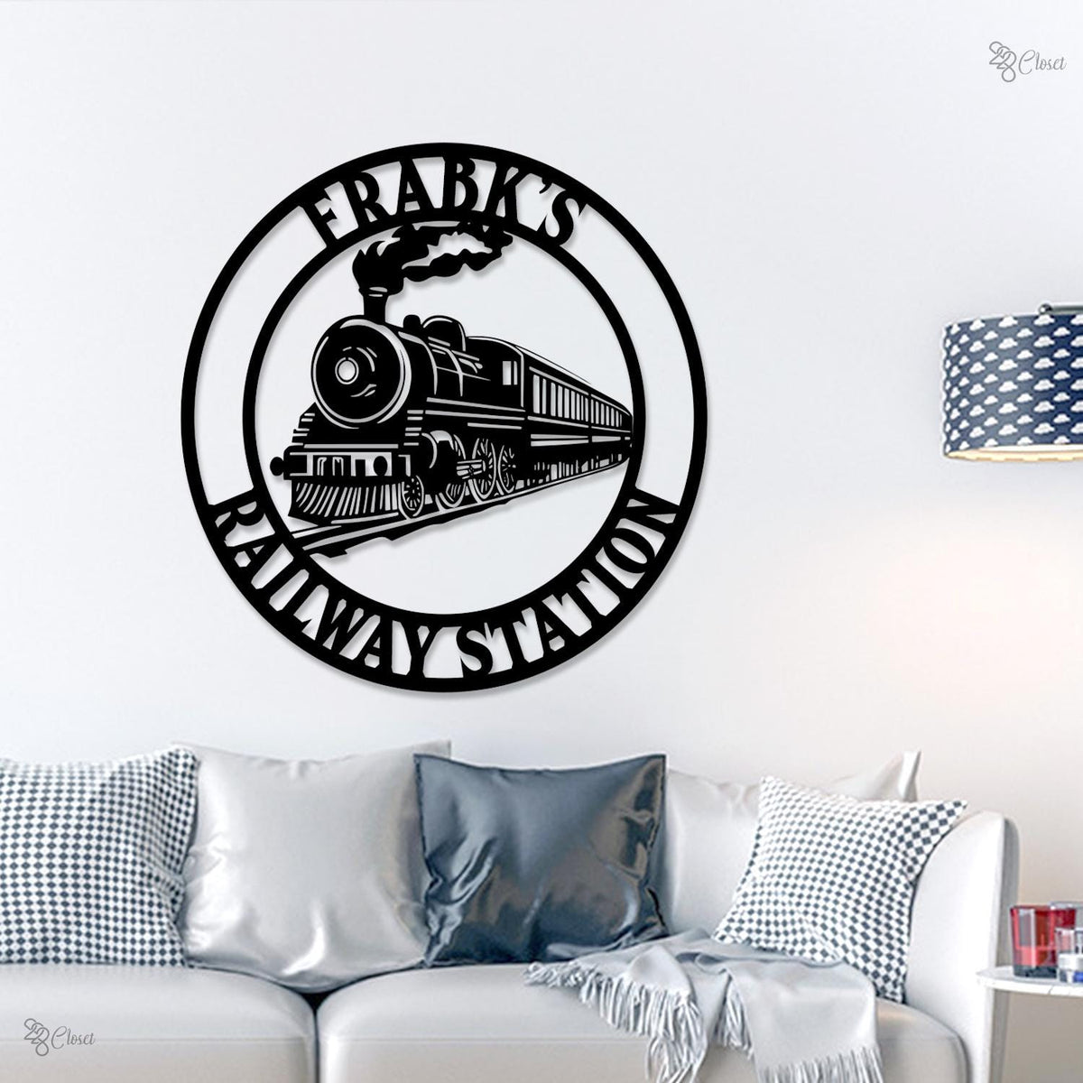 Custom Railroad Metal Wall Art LED Light,Personalized Train Metal Wall Decor,Train Driver Gift,Railway Sign,Railroad Sign,Train Station Gift