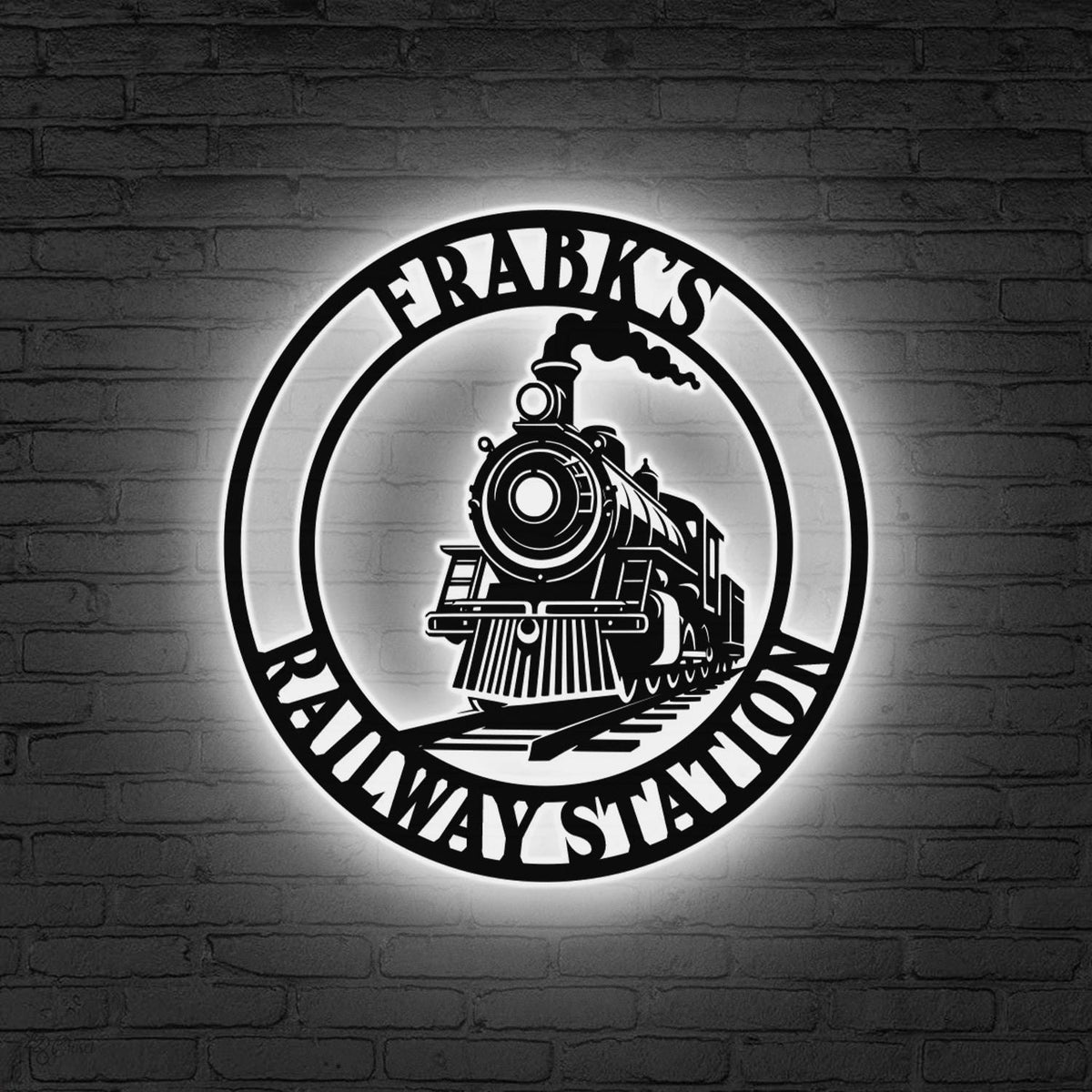 Custom Railroad Metal Wall Art LED Light,Personalized Train Metal Wall Decor,Train Driver Gift,Railway Sign,Railroad Sign,Train Station Gift