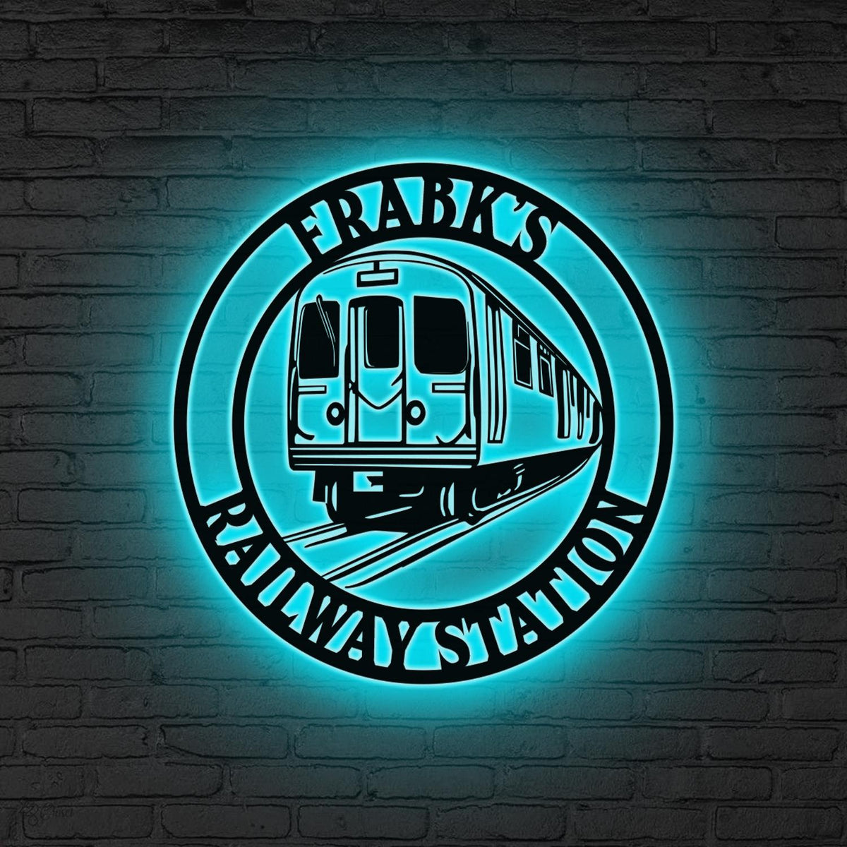 Custom Railroad Metal Wall Art LED Light,Personalized Train Metal Wall Decor,Train Driver Gift,Railway Sign,Railroad Sign,Train Station Gift
