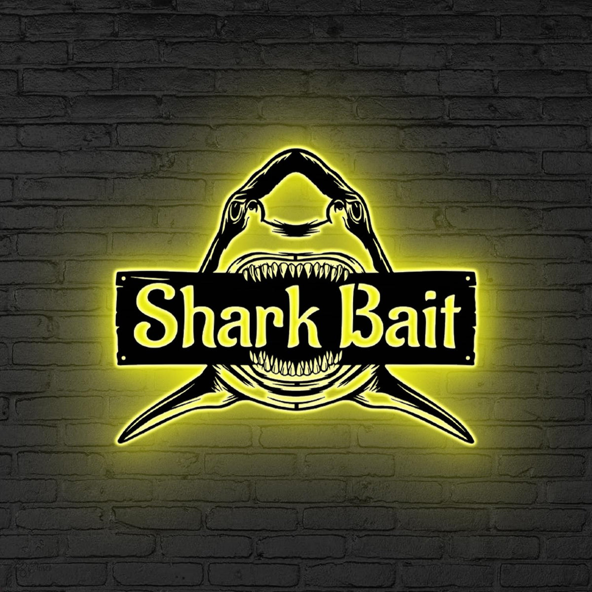 Personalized Great White Shark Metal Wall Art LED Light Personalized Shark Lover Name Sign Beach House Decor Boy Nursery Decoration Xmas