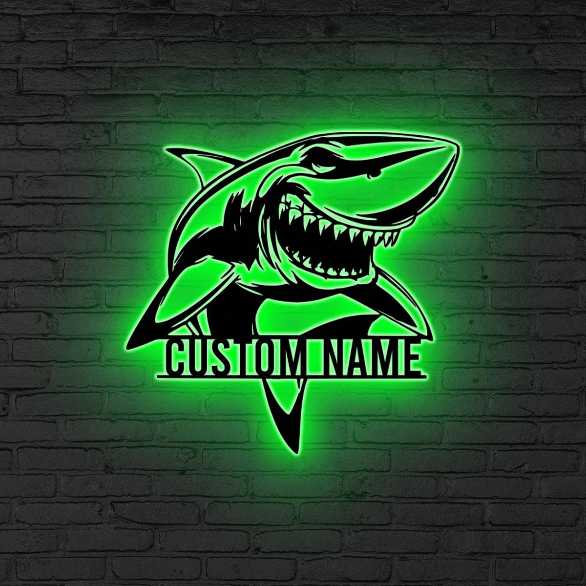 Personalized Great White Shark Metal Wall Art LED Light Personalized Shark Lover Name Sign Beach House Decor Boy Nursery Decoration Xmas
