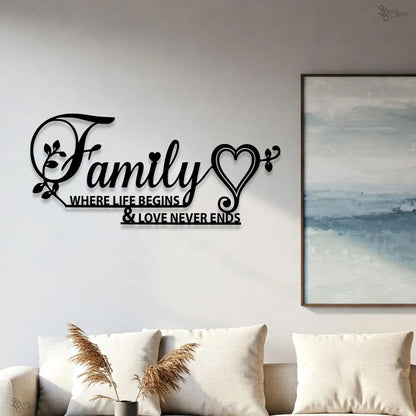 Family Metal Word Art LED lights Family Where Life Begins Family Metal Sign Housewarming Gifts Closing Gifts Farmhouse Decor Home Decor